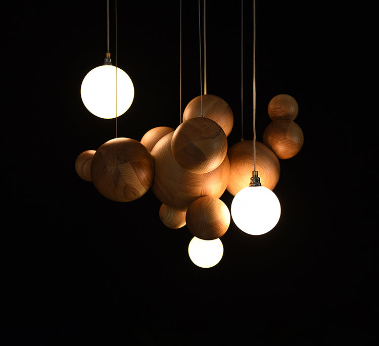 Orb Wooden Pendant Lamp | Sculptural Round LED | Aurorae