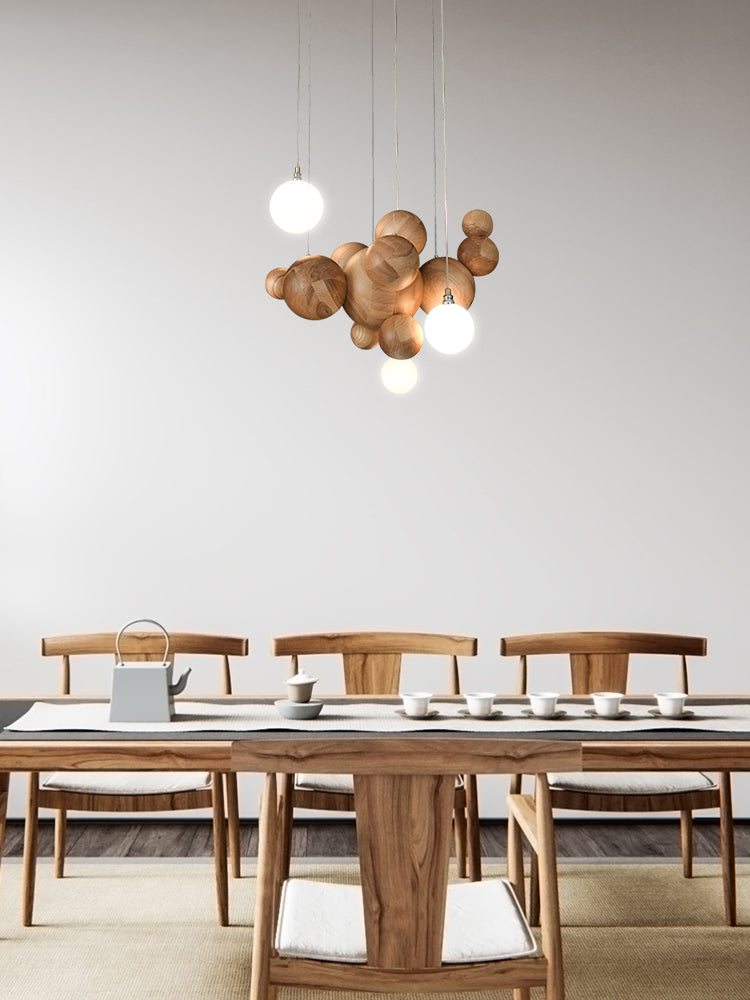 Orb Wooden Pendant Lamp | Sculptural Round LED | Aurorae