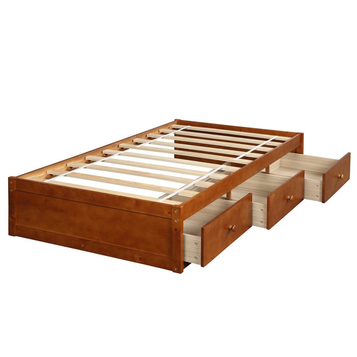 Platform Storage Bed with 3 Drawers Storage Twin Size