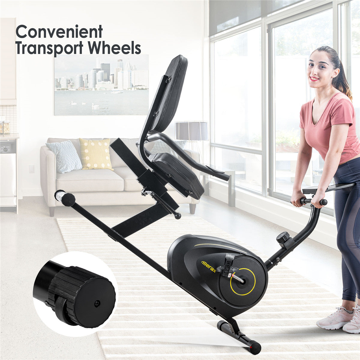 Recumbent Exercise Bike with 8-Level Resistance | Bluetooth Monitor | Easy Adjustable Seat