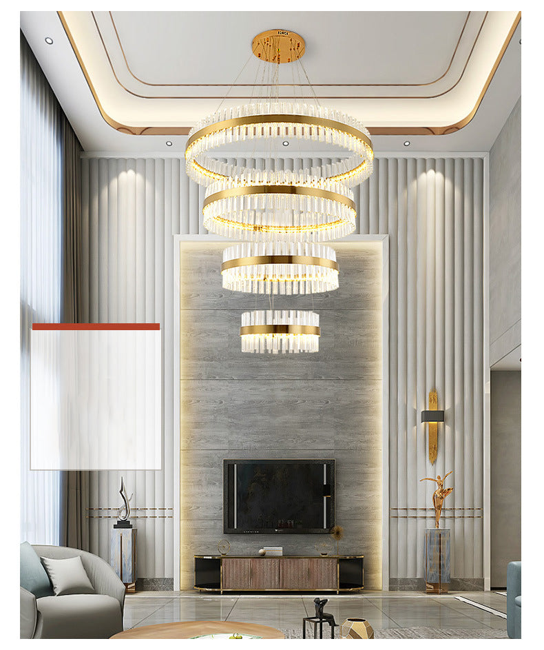 Indoor Round Chandelier | Crystal Brass Compact LED | Aurorae