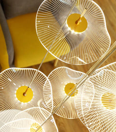 Close-up of the acrylic pieces, emphasizing their smooth texture and light-diffusing beauty.