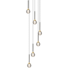 Close-up of the crystal globes on the 6-light model, emphasizing their light-refracting brilliance.