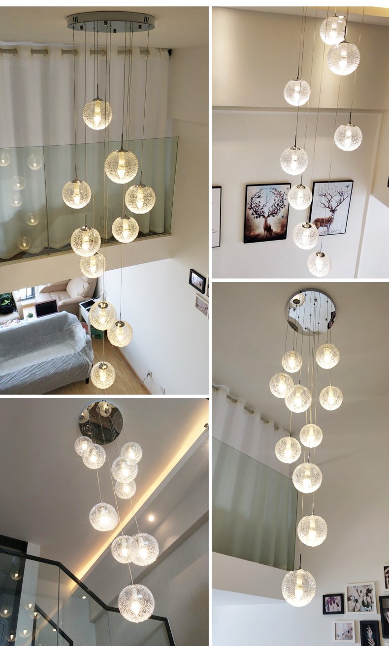 Shiny LED Staircase Chandelier | Chrome Glass | Aurorae