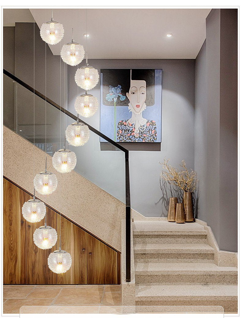 Shiny LED Staircase Chandelier | Chrome Glass | Aurorae