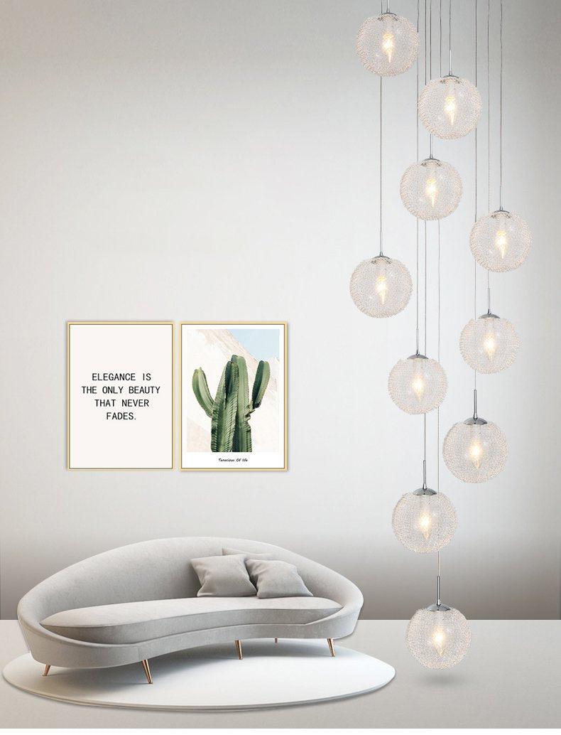 Shiny LED Staircase Chandelier | Chrome Glass | Aurorae