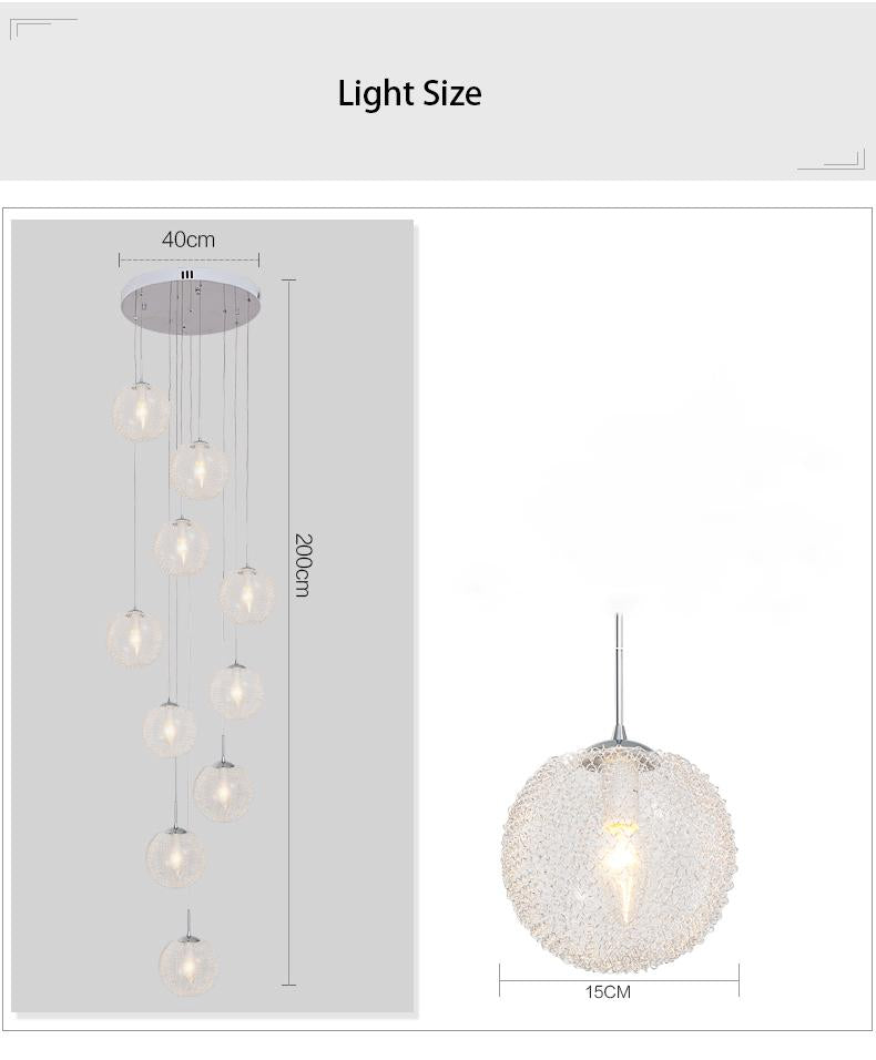 Shiny LED Staircase Chandelier | Chrome Glass | Aurorae