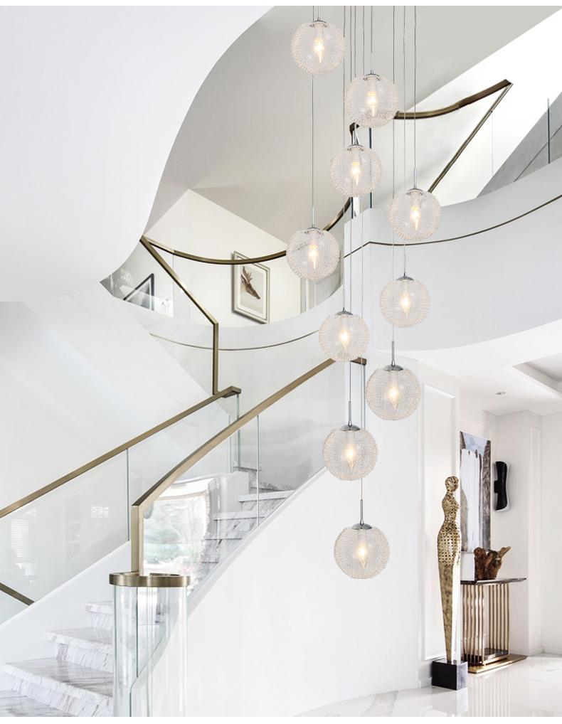 Shiny LED Staircase Chandelier | Chrome Glass | Aurorae