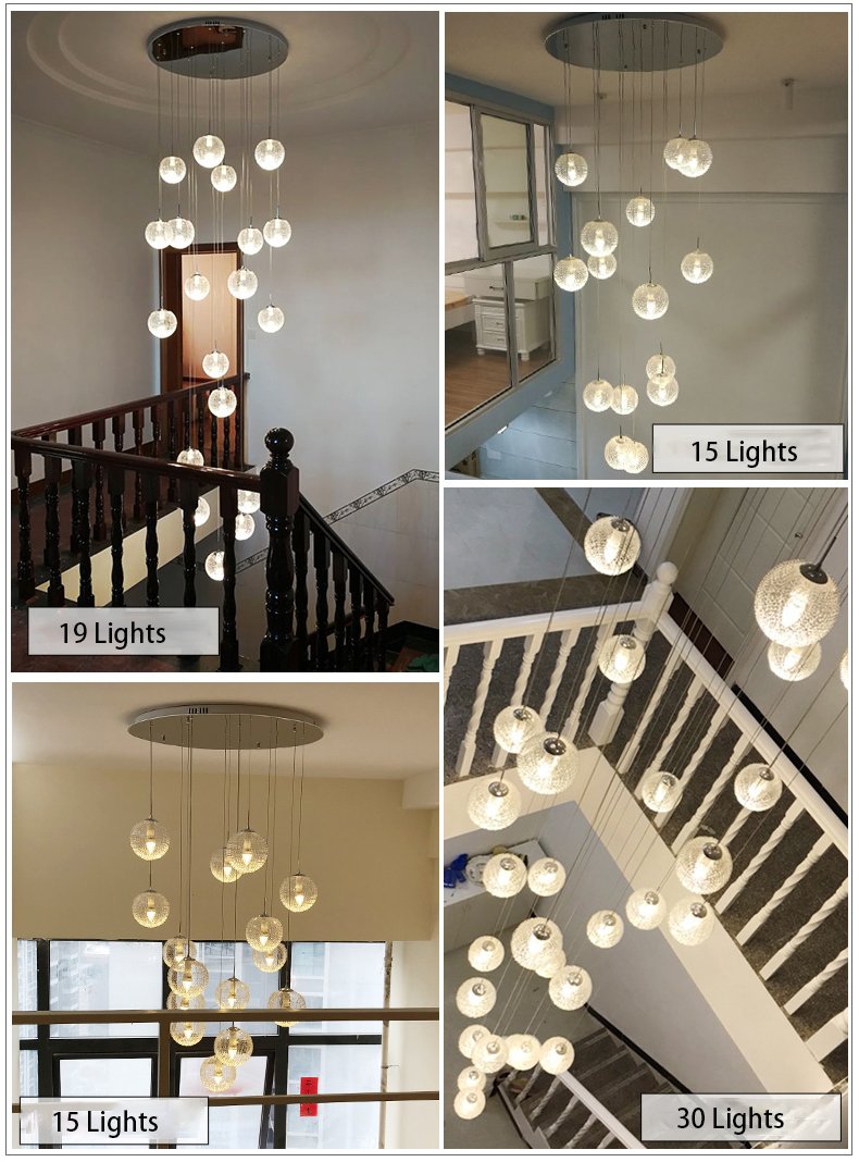 Shiny LED Staircase Chandelier | Chrome Glass | Aurorae