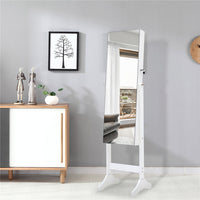 Thumbnail for Simple Jewelry Storage Mirror Cabinet in White With LED Lights