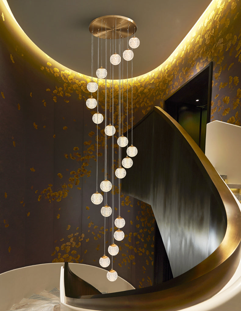 Sparkling LED Chandelier | Glass & Brass Modern | Aurorae