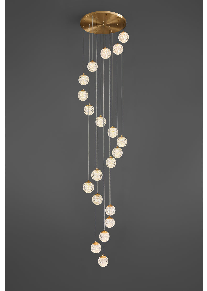 Sparkling LED Chandelier | Glass & Brass Modern | Aurorae