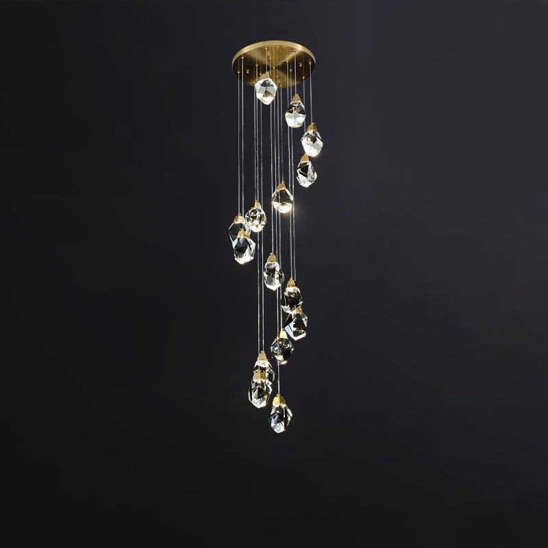 Staircase Raindrop Crystal Pendant Light