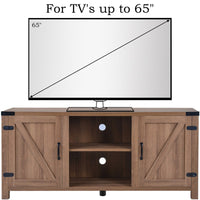 Thumbnail for Farmhouse 58” TV Stand Media Console with Adjustable Shelves | Cabinet Doors and Cable Management