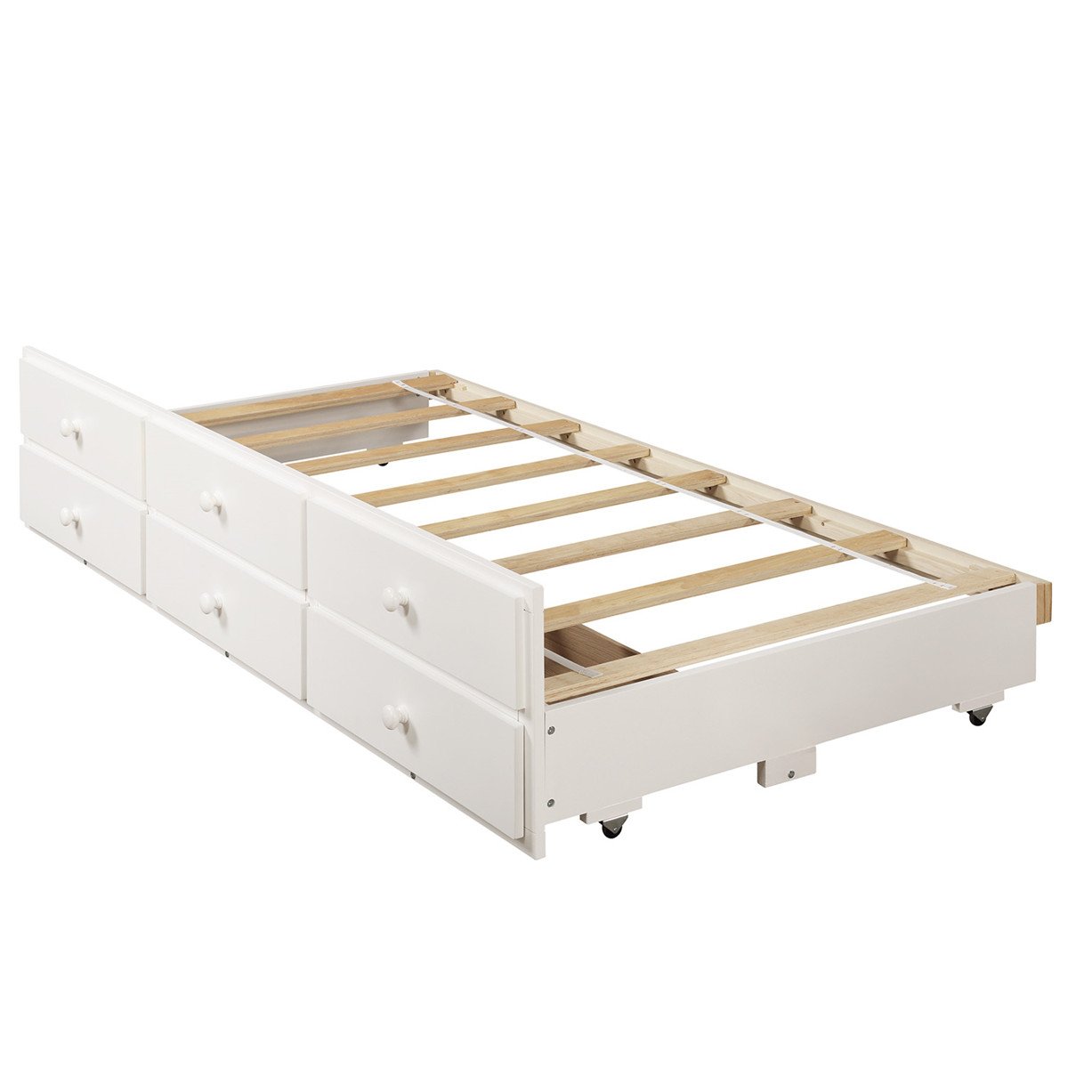 Twin Bunk Bed with Ladder | Safety Rail  | Twin Trundle Bed with 3 Drawers