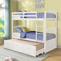 Thumbnail for Twin Bunk Bed with Ladder | Safety Rail  | Twin Trundle Bed with 3 Drawers