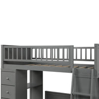 Thumbnail for Twin Over Twin Bed with Drawers and Shelves