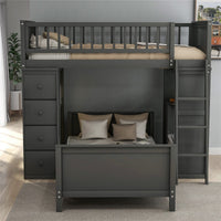Thumbnail for Twin Over Twin Bed with Drawers and Shelves