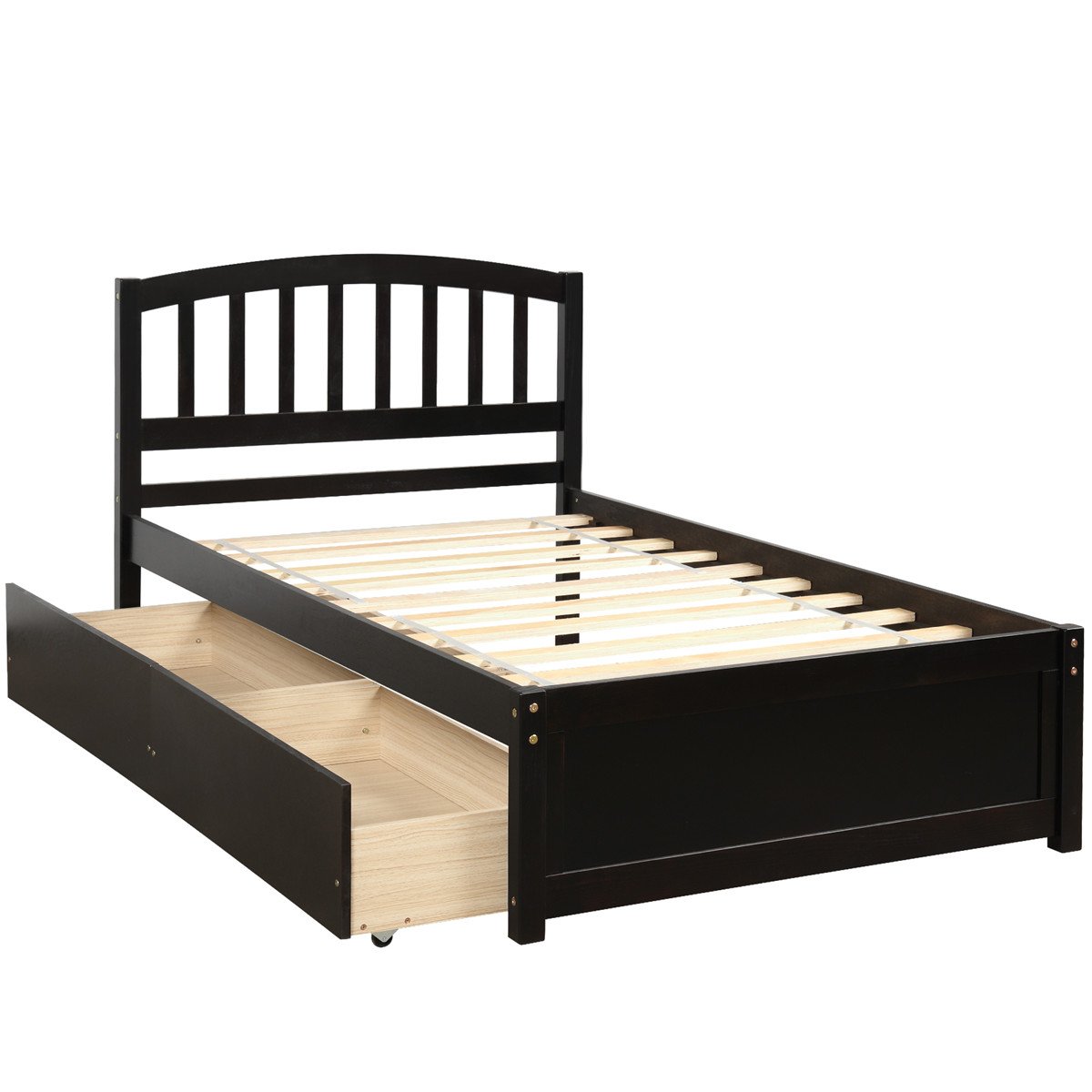 Twin Platform Storage Bed Wood Bed Frame with Two Drawers and Headboar ...
