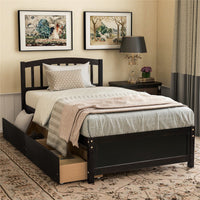 Thumbnail for Twin Platform Storage Bed Wood Bed Frame with Two Drawers and Headboard