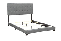Thumbnail for Upholstered Linen Stitch Tufted Platform Bed with Slat Support | Queen Sizes | Gray