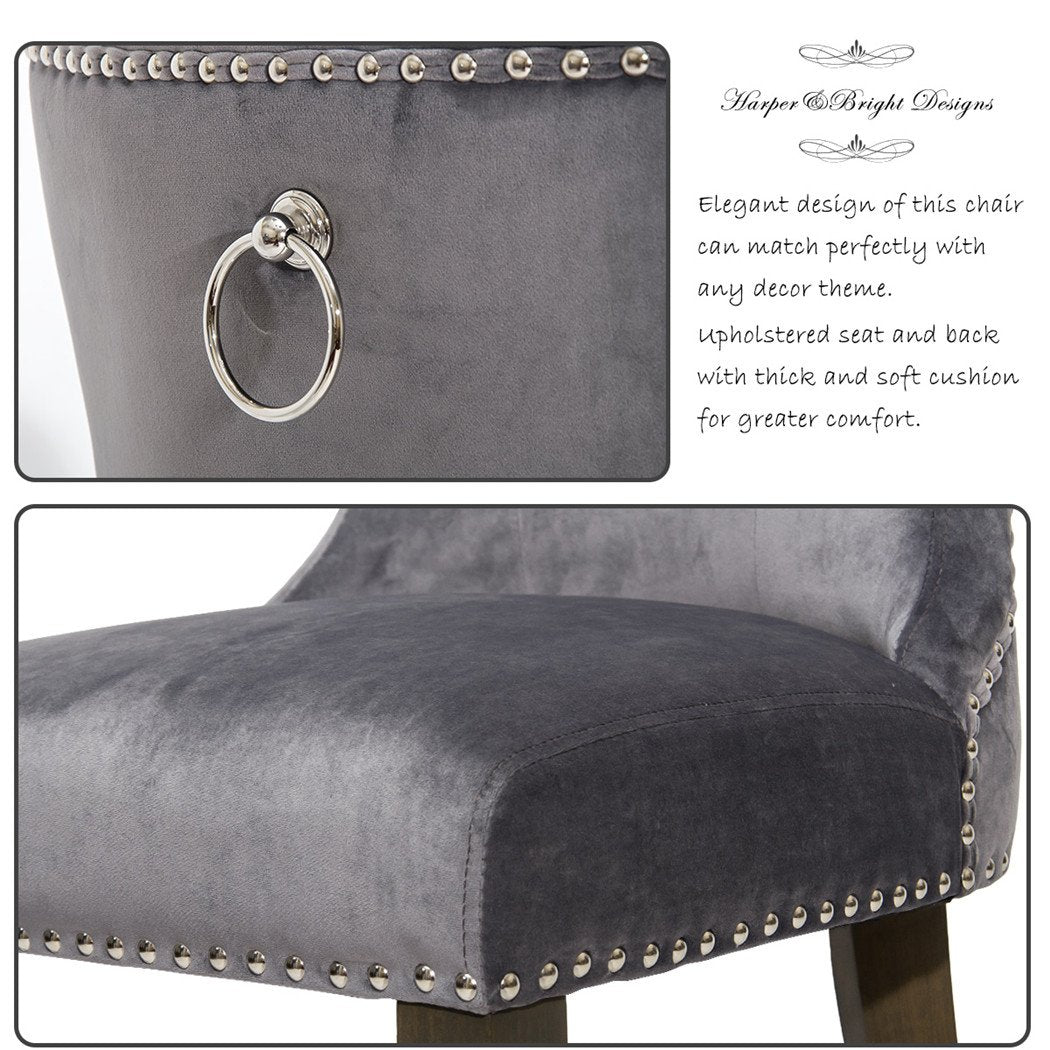 Victorian Dining Chair Button Tufted Armless Chair Upholstered Accent Chair | Nailhead Trim
