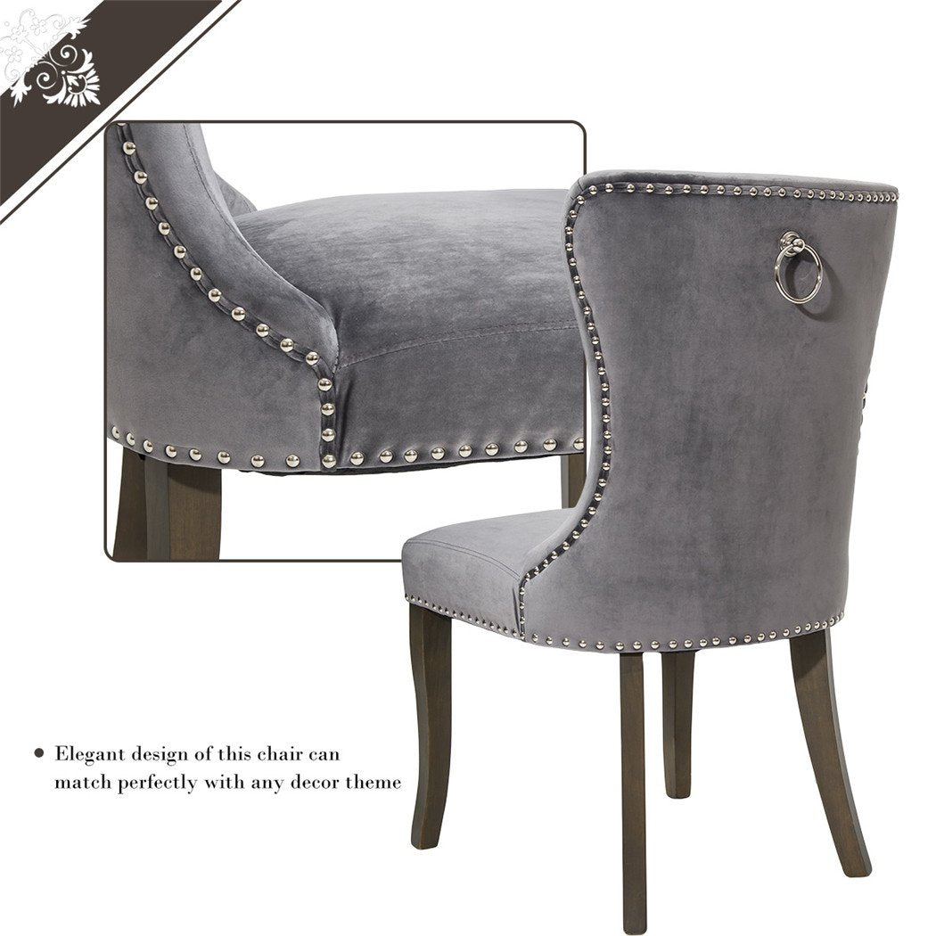 Victorian Dining Chair Button Tufted Armless Chair Upholstered Accent Chair | Nailhead Trim