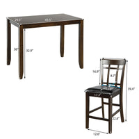 Thumbnail for Vintage Rectangular Counter Height Bar Table with 4 Chairs | Wood Dining Table and Chair Set