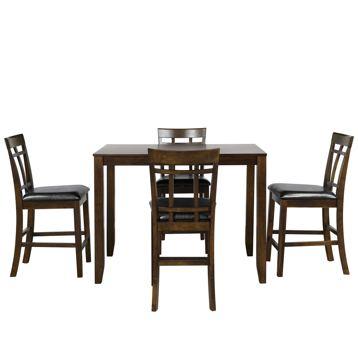 Vintage Rectangular Counter Height Bar Table with 4 Chairs | Wood Dining Table and Chair Set