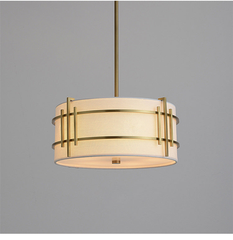 Warm Brass Pendant Light with White Shade