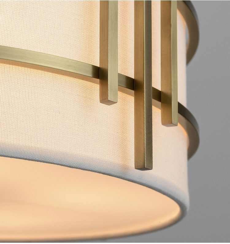 Warm Brass Pendant Light with White Shade