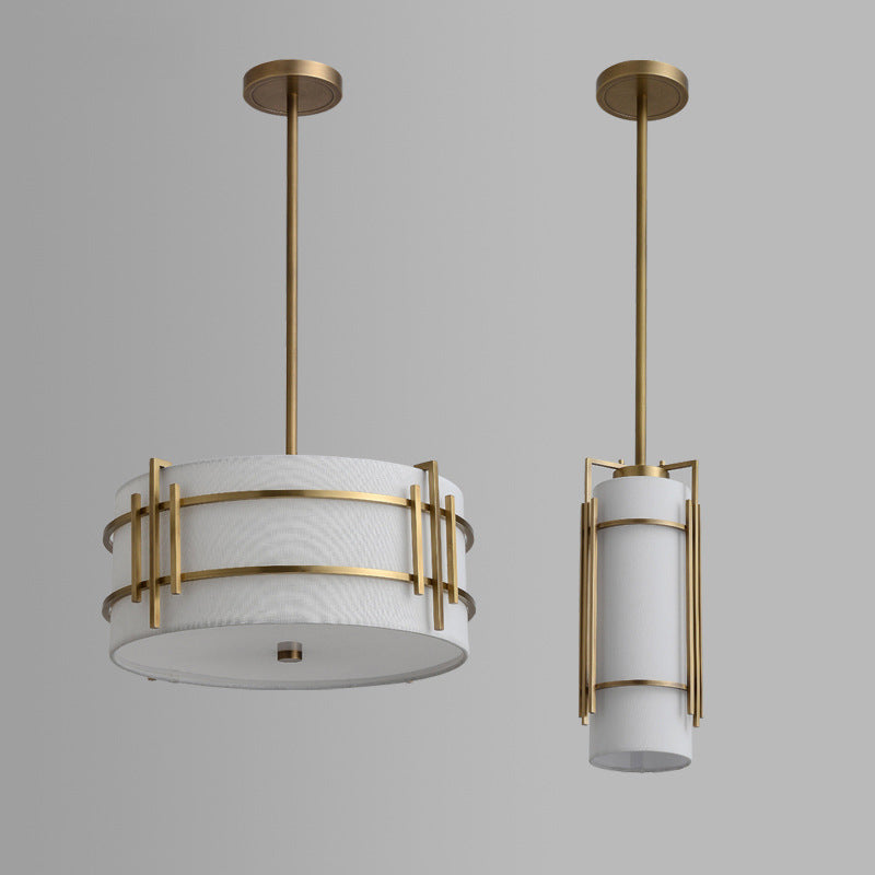 Warm Brass Pendant Light | White Shade LED | Aurorae