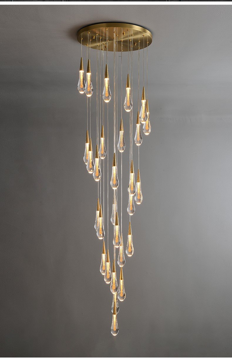 crystal pendants chandelier in brass