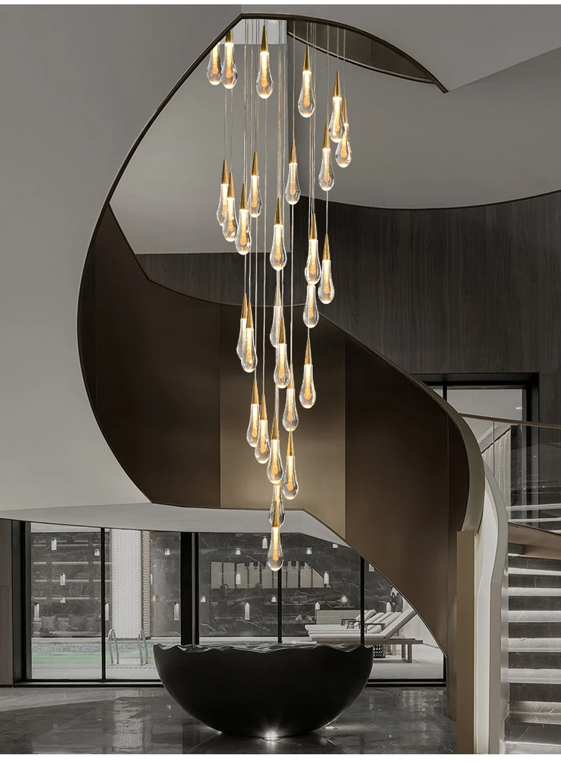 modern stairwell chandelier
