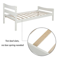 Thumbnail for Wood Platform Bed with Headboard and Wooden Slat Support White