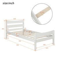 Thumbnail for Wood Platform Bed with Headboard and Wooden Slat Support White