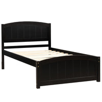 Thumbnail for Wood Platform Bed with Headboard | Footboard and Wood Slat Support | Espresso