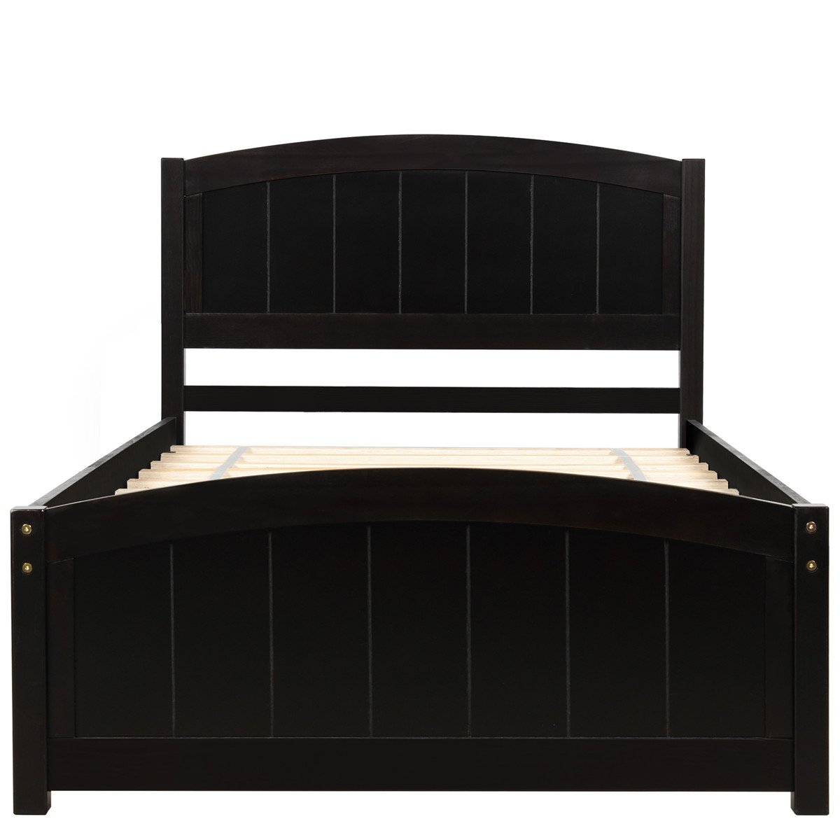 Wood Platform Bed with Headboard | Footboard and Wood Slat Support | Espresso