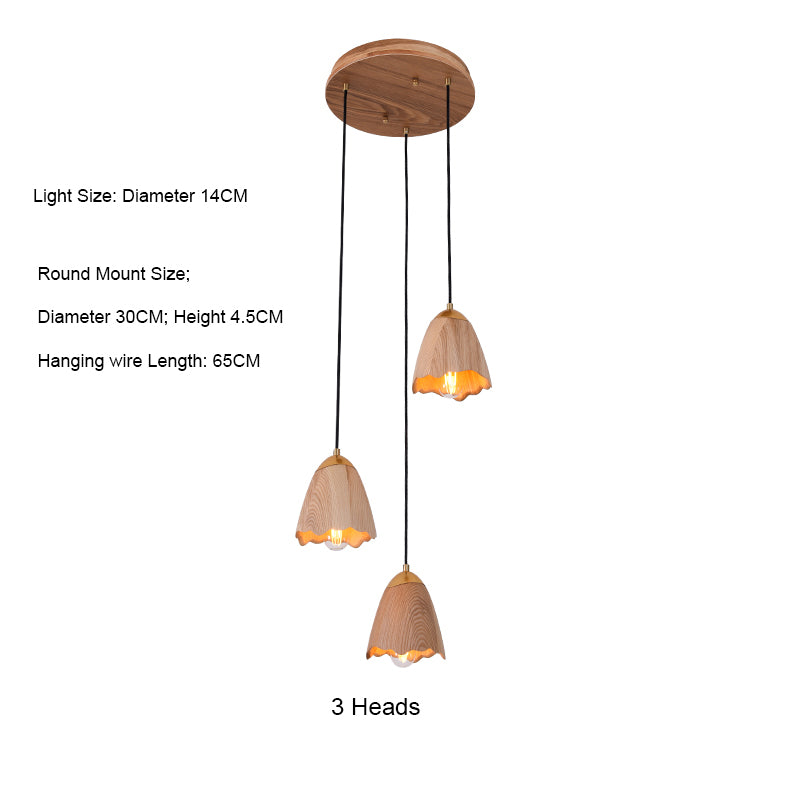 Wooden Bell Pendant Light