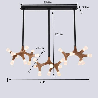 Modern Wooden Living Room Chandelier | LED Industrial | Aurorae