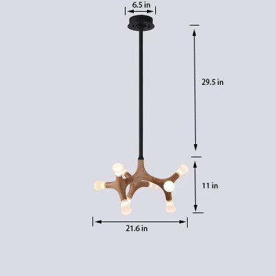 Modern Wooden Living Room Chandelier | LED Industrial | Aurorae