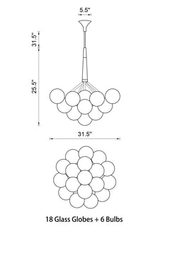 cluster bubble chandelier lighting above dinning table