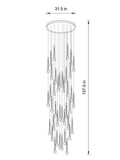 40-light double spiral chandelier in a luxurious dining room, creating a refined ambiance.