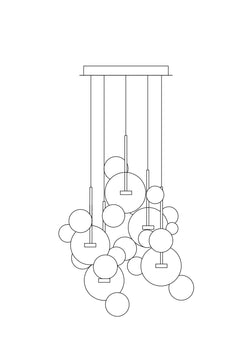 25-bubble chandelier in a stylish living room, adding whimsical charm.