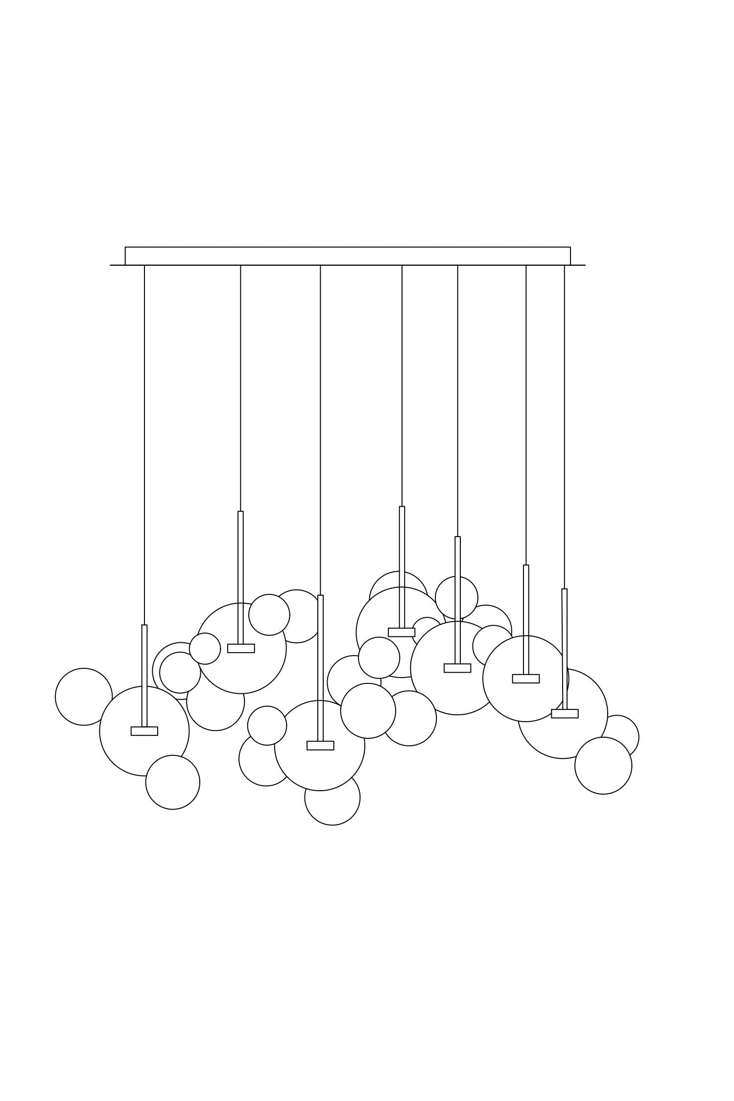 Detail shot of multiple frosted glass orbs on the Ethereal Cloud chandelier, showing their elegant arrangement.