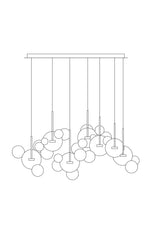 Detail shot of multiple frosted glass orbs on the Ethereal Cloud chandelier, showing their elegant arrangement.