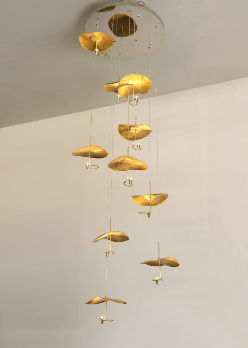 hanging chandelier in stairwell