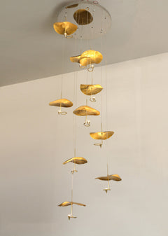 hanging chandelier in stairwell