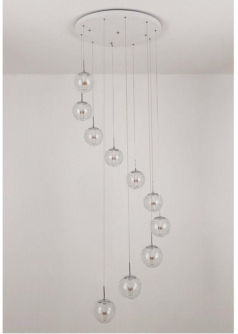 Shiny LED Staircase Chandelier | Chrome Glass | Aurorae