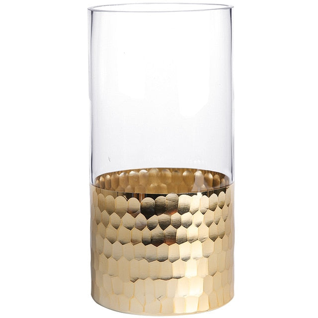 Gold Plating Cylinder Glass Vase